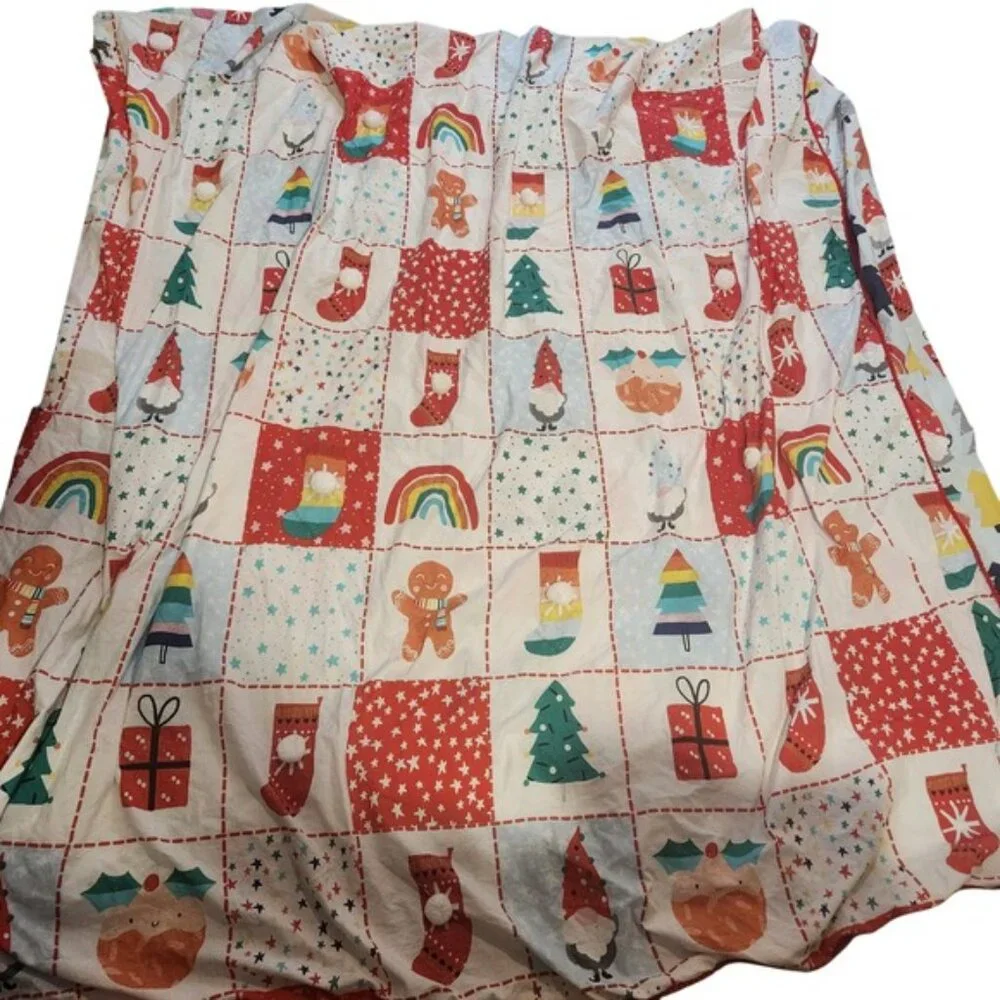 Next Christmas Queen Quilt Bedspread Gingerbread Snowman Gnomes Holiday‎ pompom